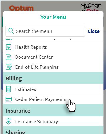 Then, select Cedar Patient Payments