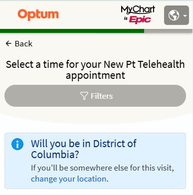 Please select the 'change your location' link. By default, the location will be set as 'District of Columbia'.
